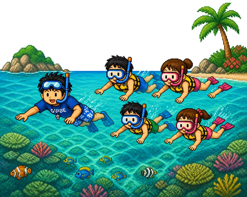 ガイドと一緒に沖縄の海でシュノーケル体験